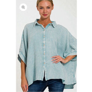 Zenana Seagram Textured Button - Front top